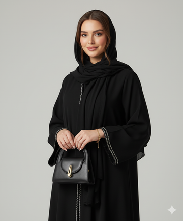 The Lined Elegance Abaya: