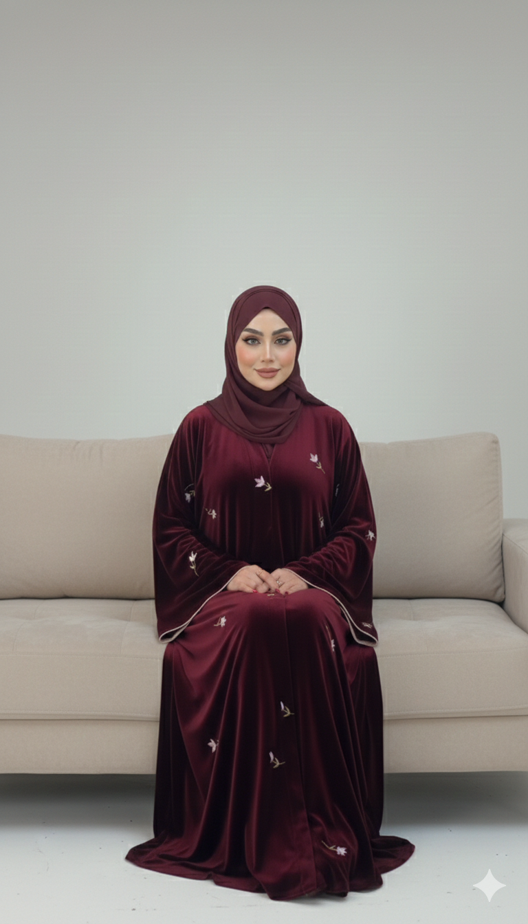 Beautiful Velvet  Embroidered Abaya