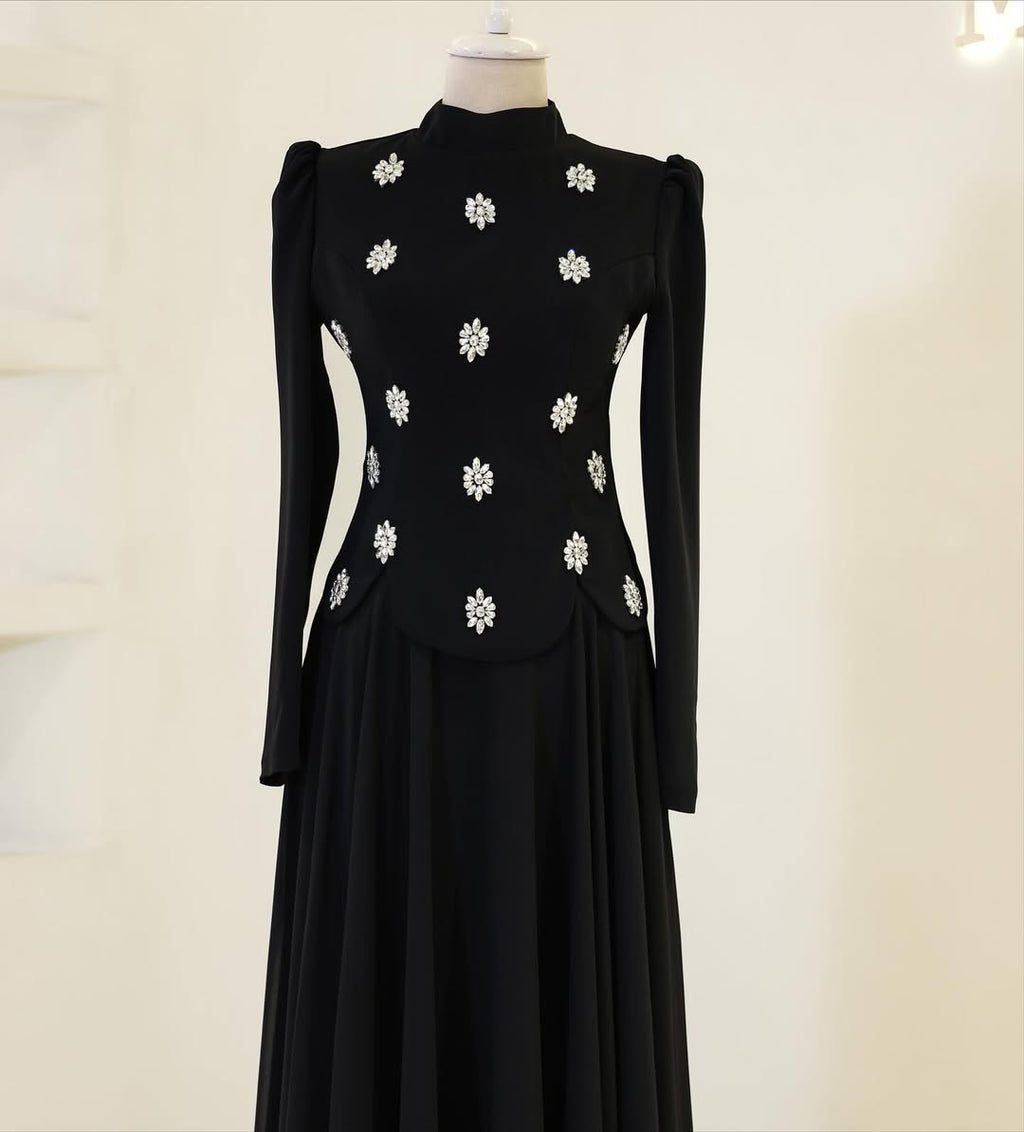 The Floral Stone Embellished Modest  Top & Skirt Set