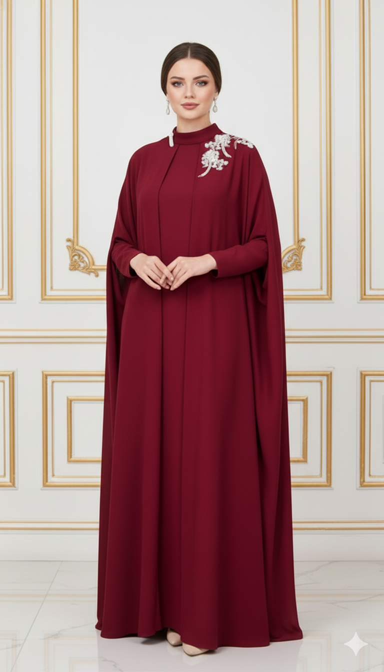 Royal Shoulder Blossom Embroidered Abaya