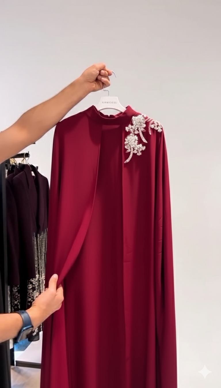 Royal Shoulder Blossom Embroidered Abaya