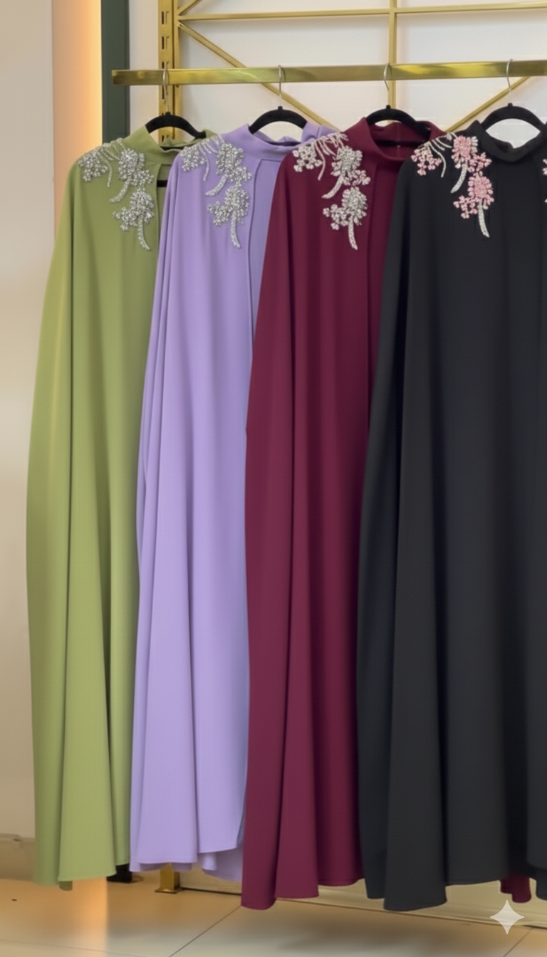Royal Shoulder Blossom Embroidered Abaya