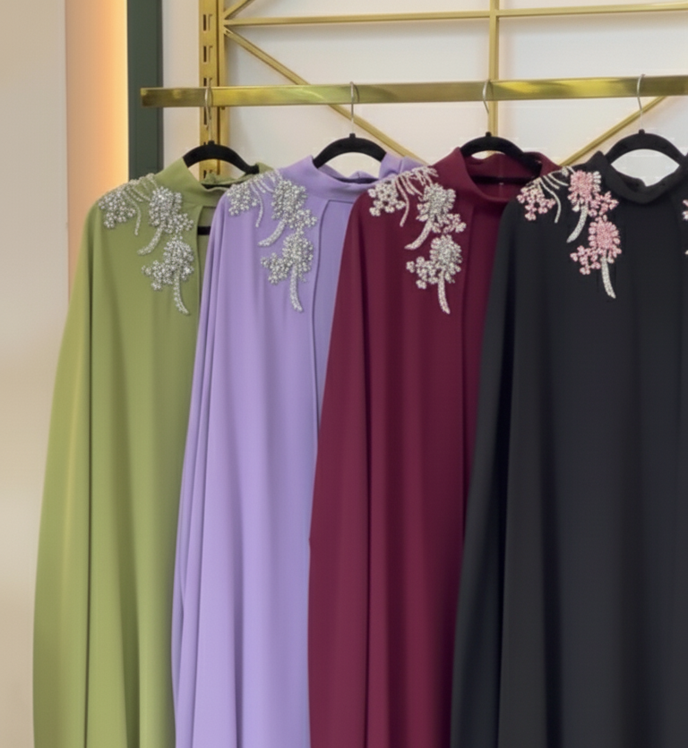 Royal Shoulder Blossom Embroidered Abaya