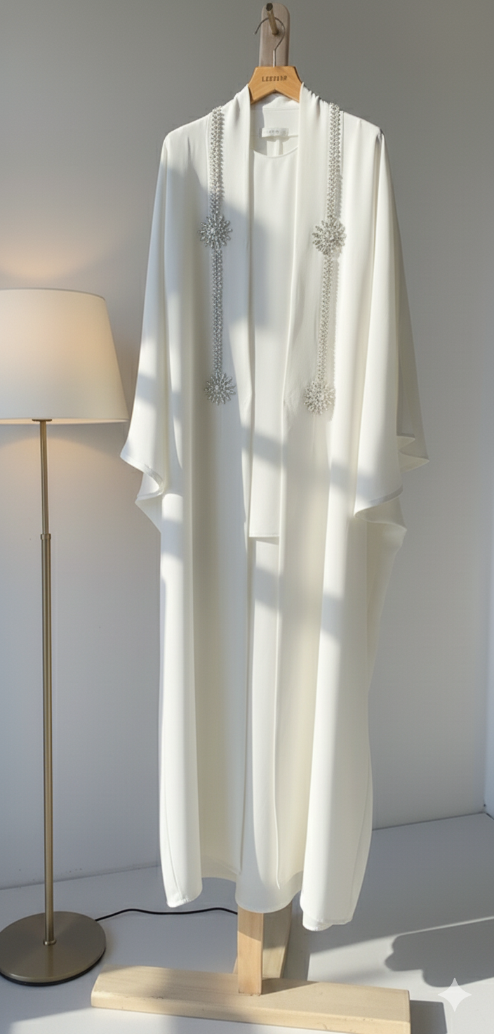 Stone Embellished 3-Piece Abaya Set