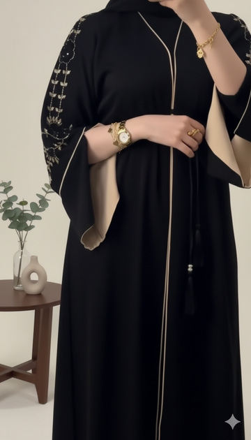 Black Abaya with stone Embellished Sleeves