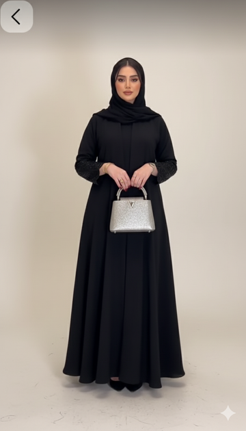 Black Abaya with Embellished Sleeves
