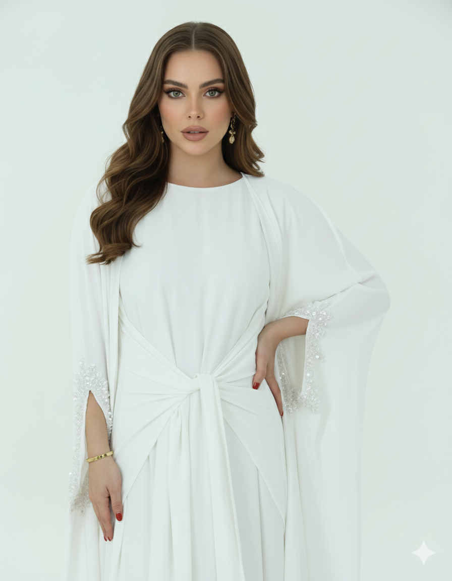 Beaded & Knot-detail Flowy Dress 2 PC set