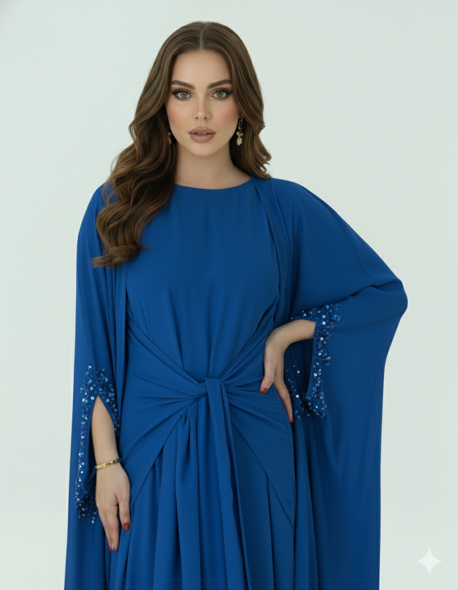 Beaded & Knot-detail Flowy Dress 2 PC set