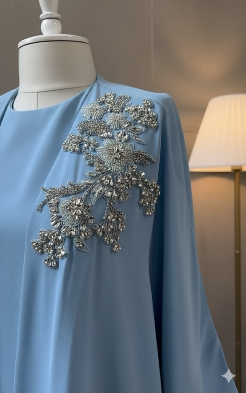 Luxurious Modest Wear with Silver Embroidery