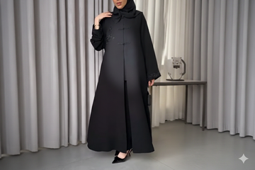 Elegant Black Abaya with Minimal Embroidery