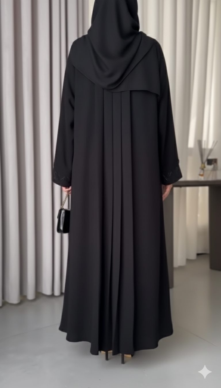 Elegant Black Abaya with Minimal Embroidery