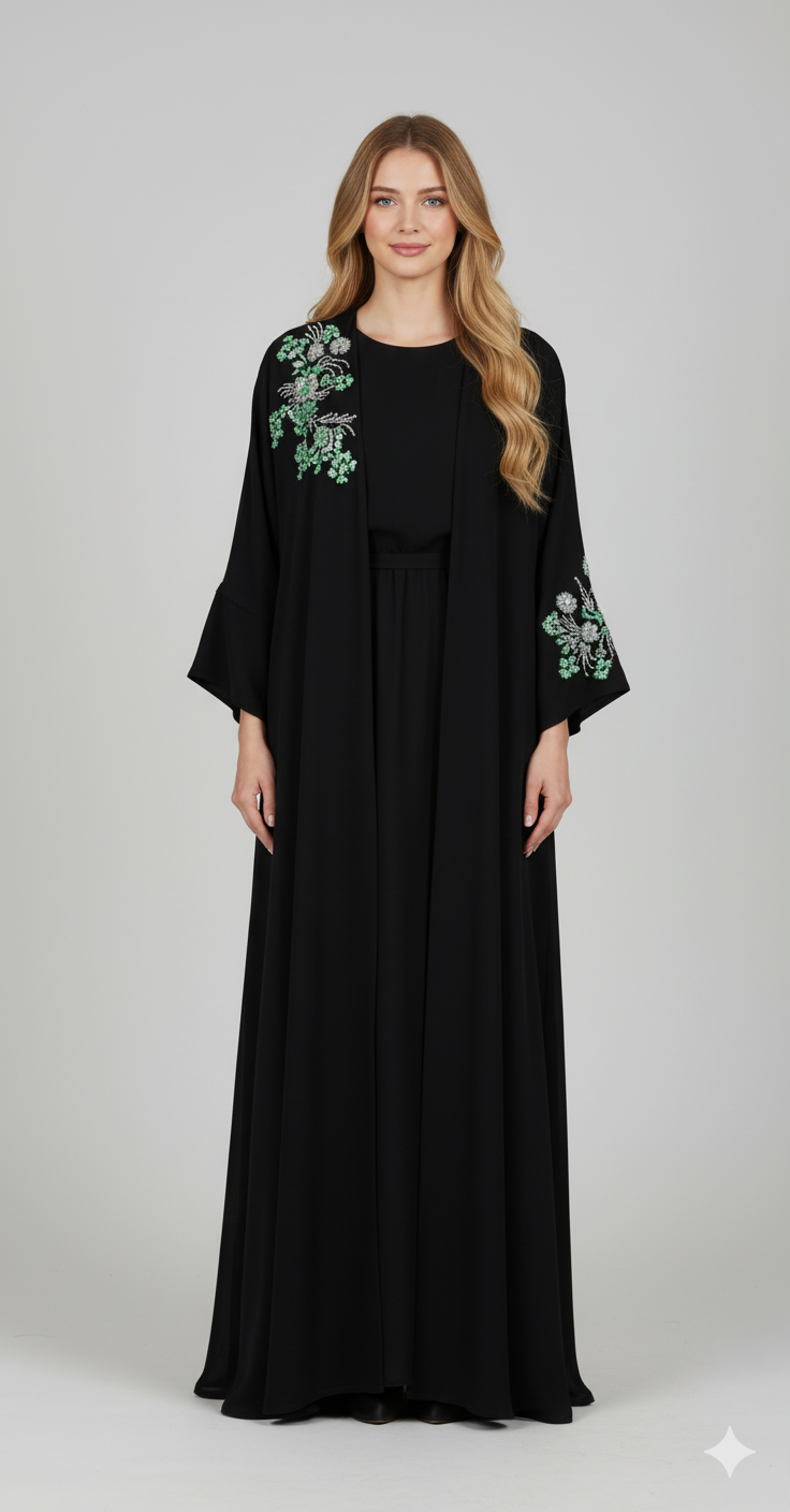 Luxurious Modest Wear with Silver Embroidery