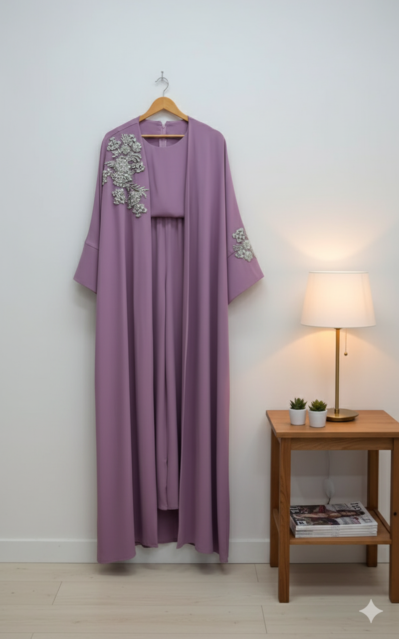 Luxurious Modest Wear with Silver Embroidery