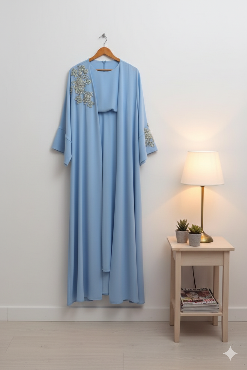 Luxurious Modest Wear with Silver Embroidery