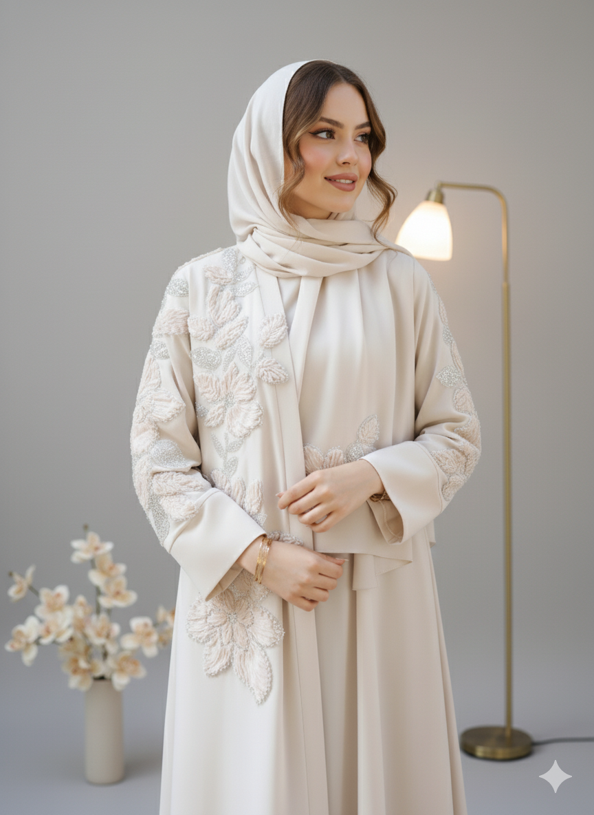 Embroidered Petals Abaya