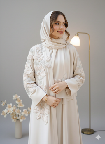 Embroidered Petals Abaya