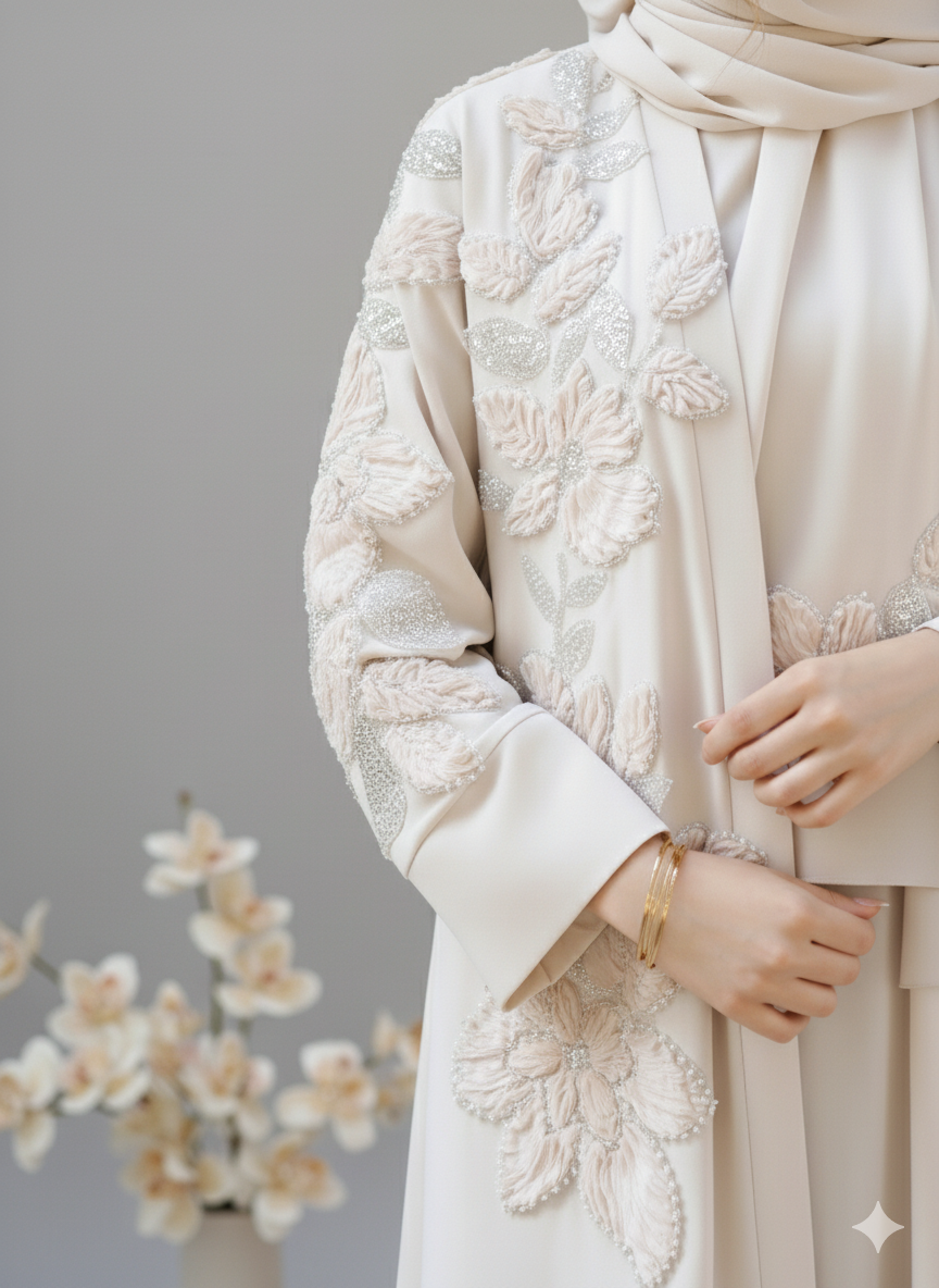Embroidered Petals Abaya
