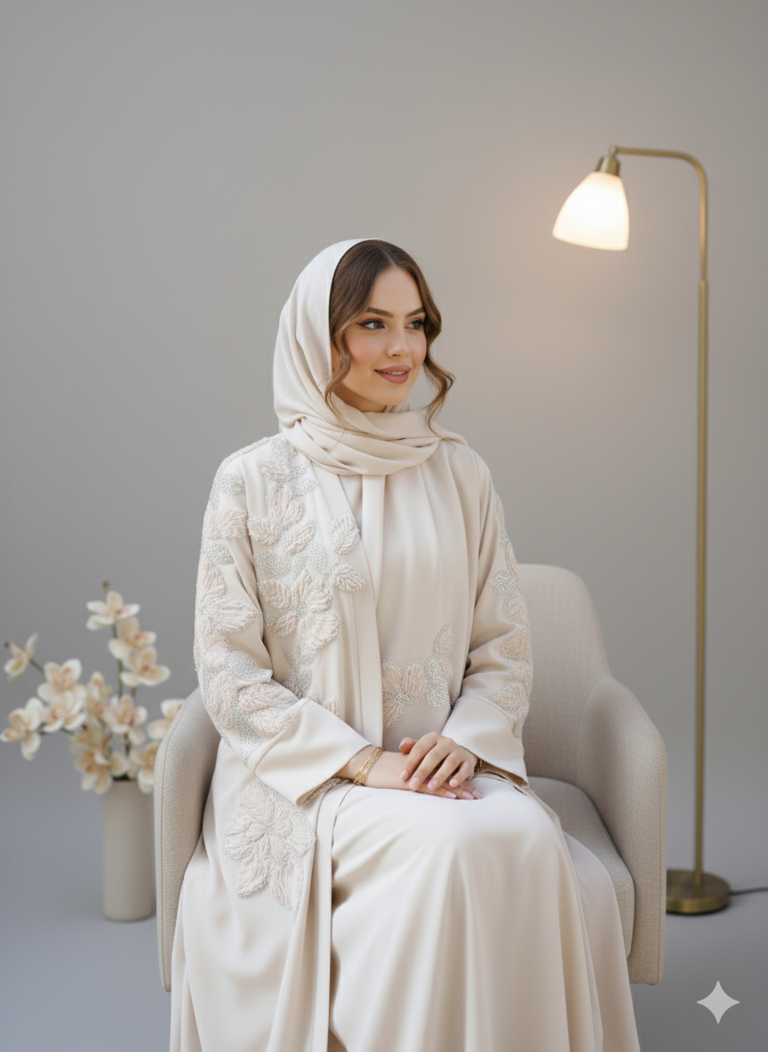 Embroidered Petals Abaya