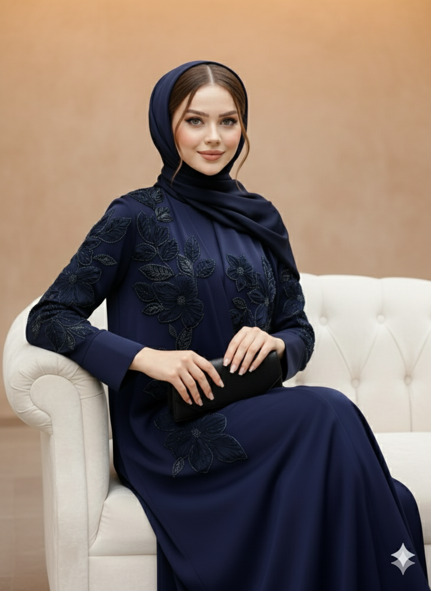 Embroidered Petals Abaya