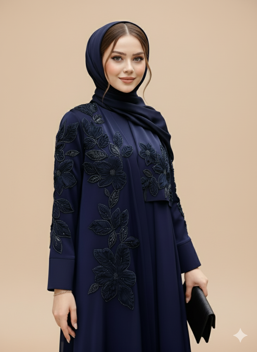 Embroidered Petals Abaya