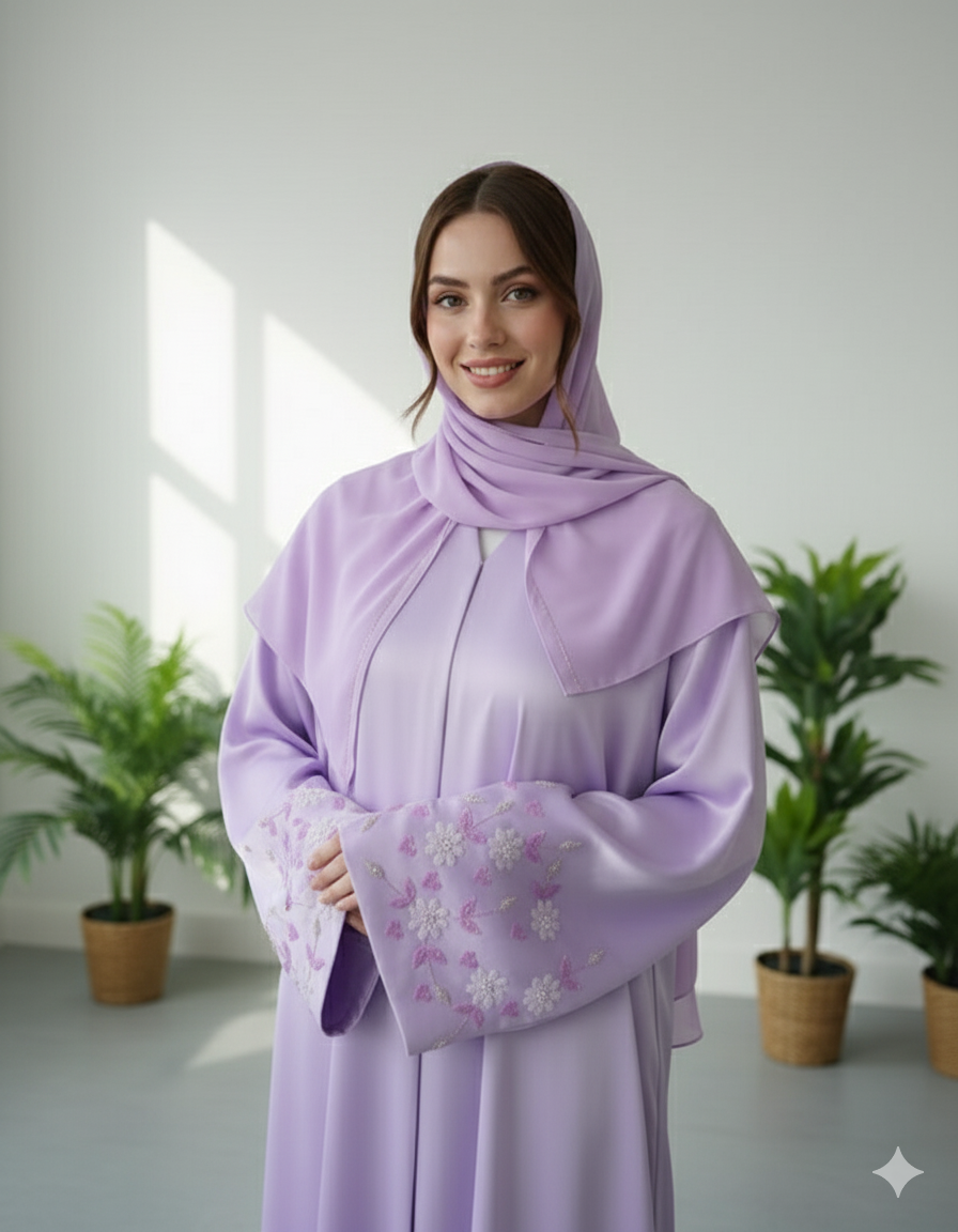 Warda Abaya with  Embroidered Sleeve