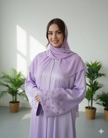 Warda Abaya with  Embroidered Sleeve
