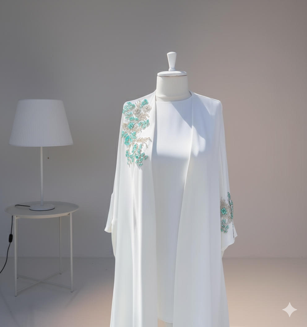 Luxurious Modest Wear with Silver Embroidery