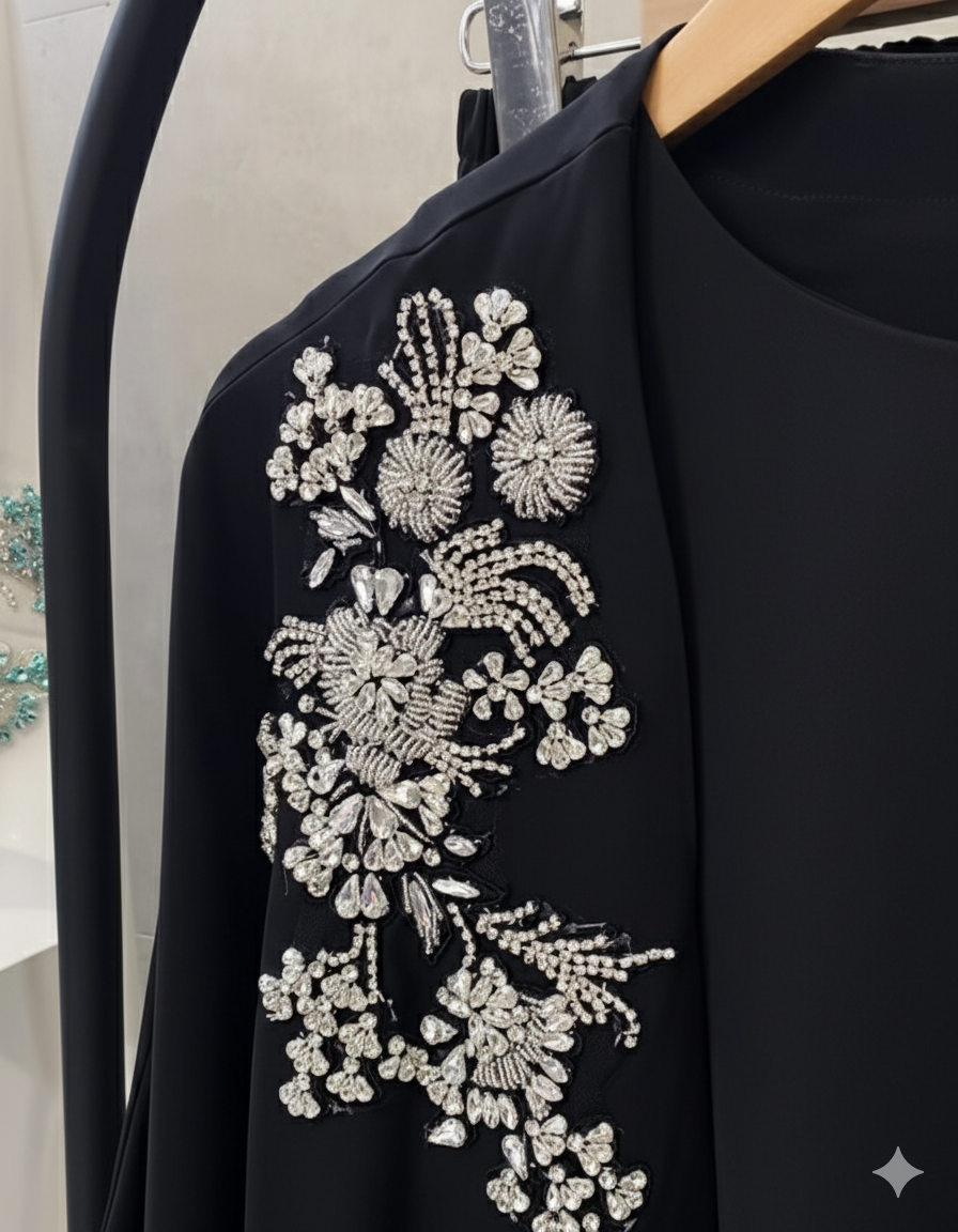 Luxurious Modest Wear with Silver Embroidery