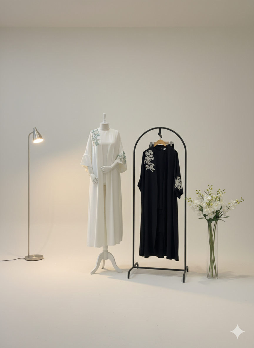 Luxurious Modest Wear with Silver Embroidery