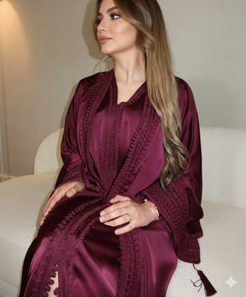 Luxury Fully  Embroidered Open Abaya