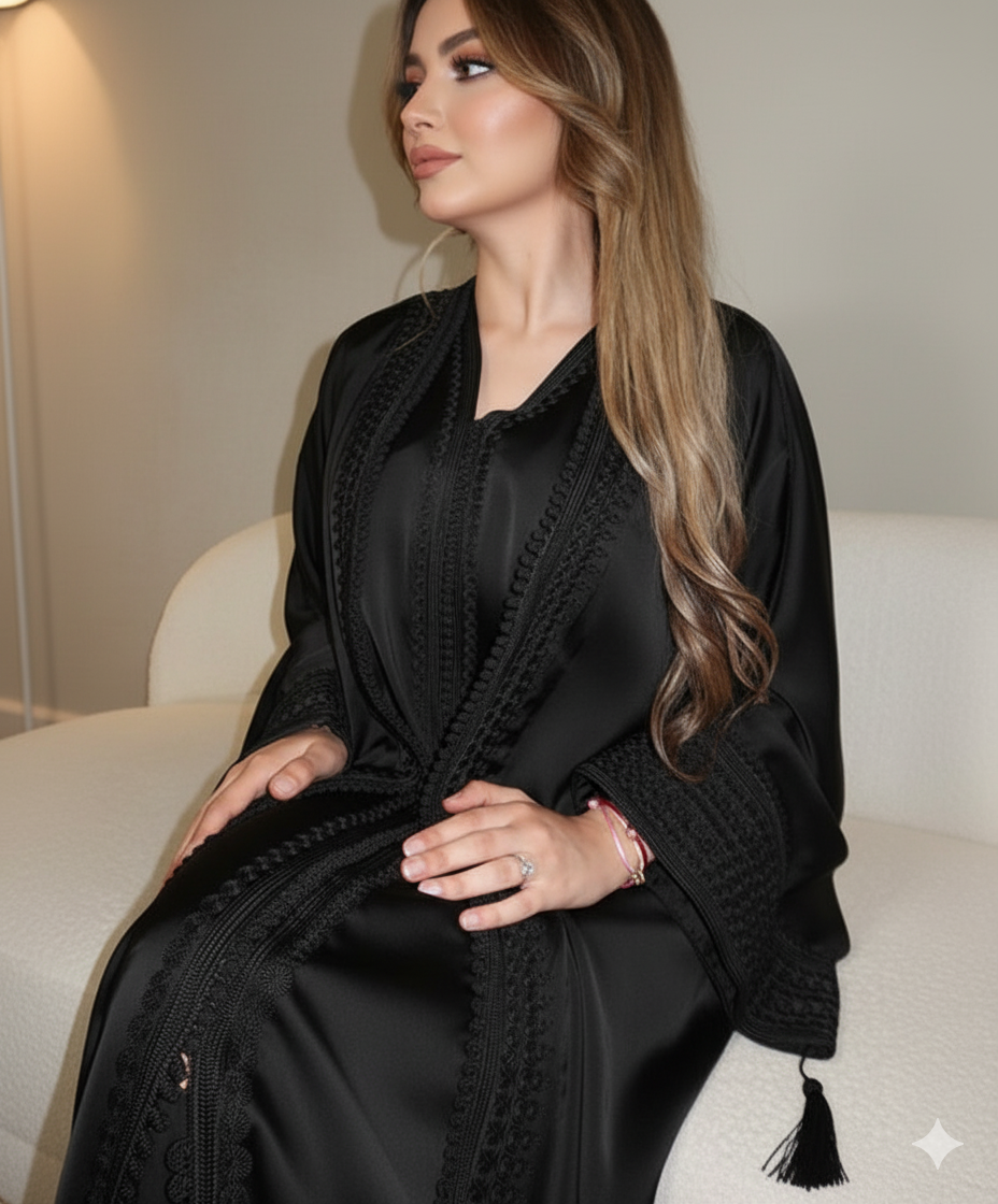 Luxury Fully  Embroidered Open Abaya