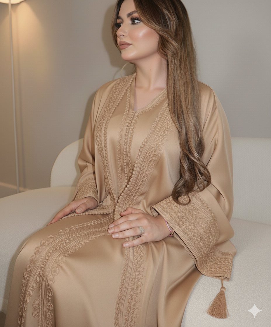 Luxury Fully  Embroidered Open Abaya