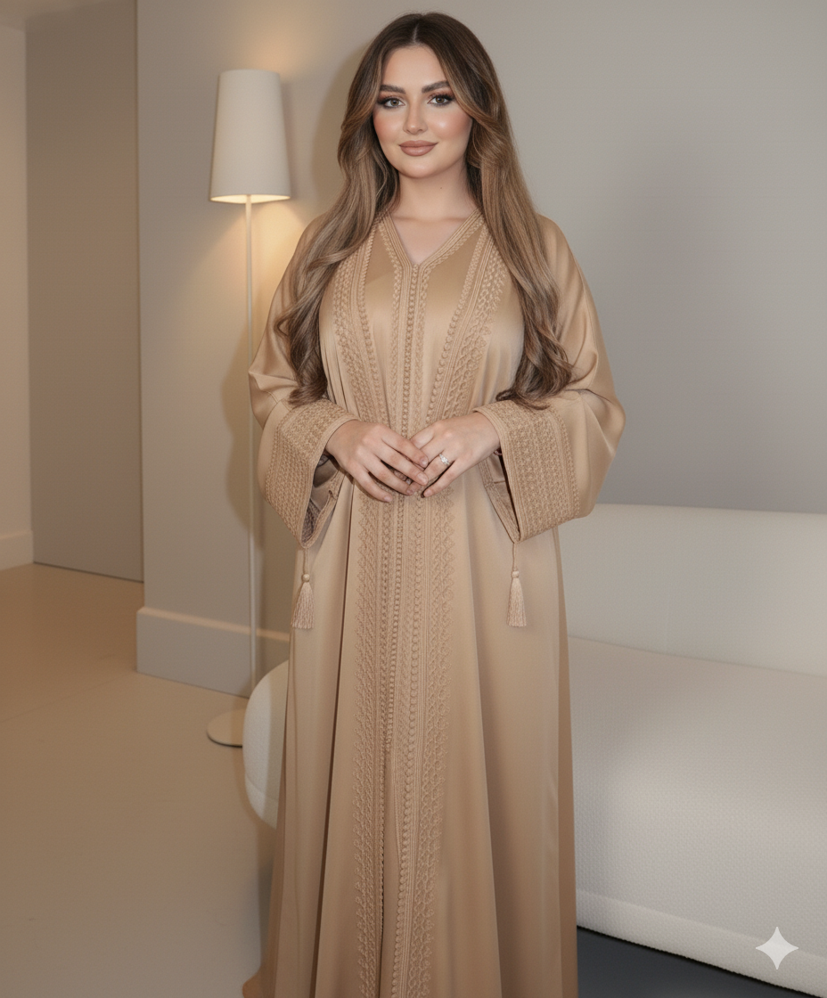 Luxury Fully  Embroidered Open Abaya