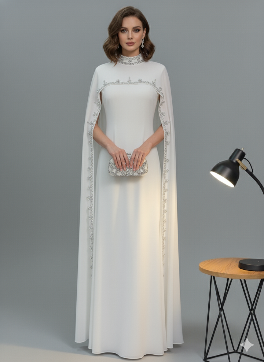 The Embellished Cape Gown