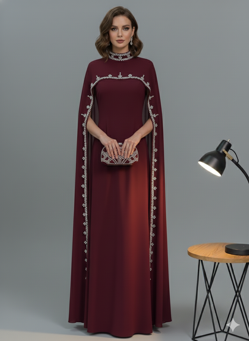 The Embellished Cape Gown