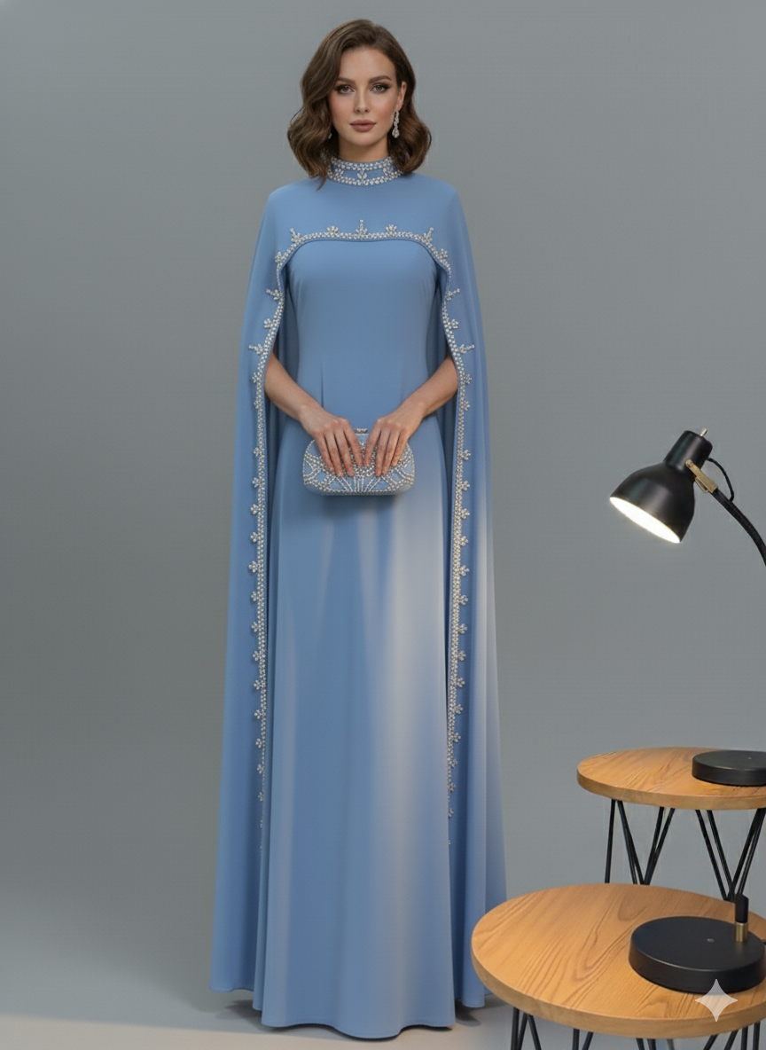 The Embellished Cape Gown