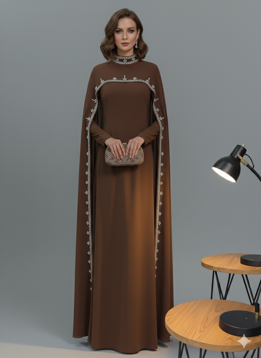 The Embellished Cape Gown