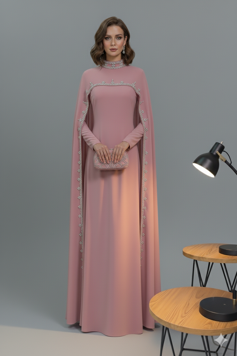 The Embellished Cape Gown