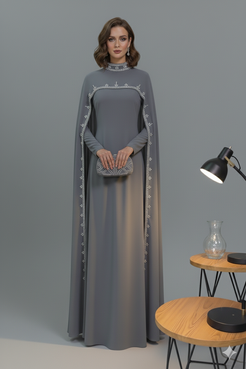 The Embellished Cape Gown