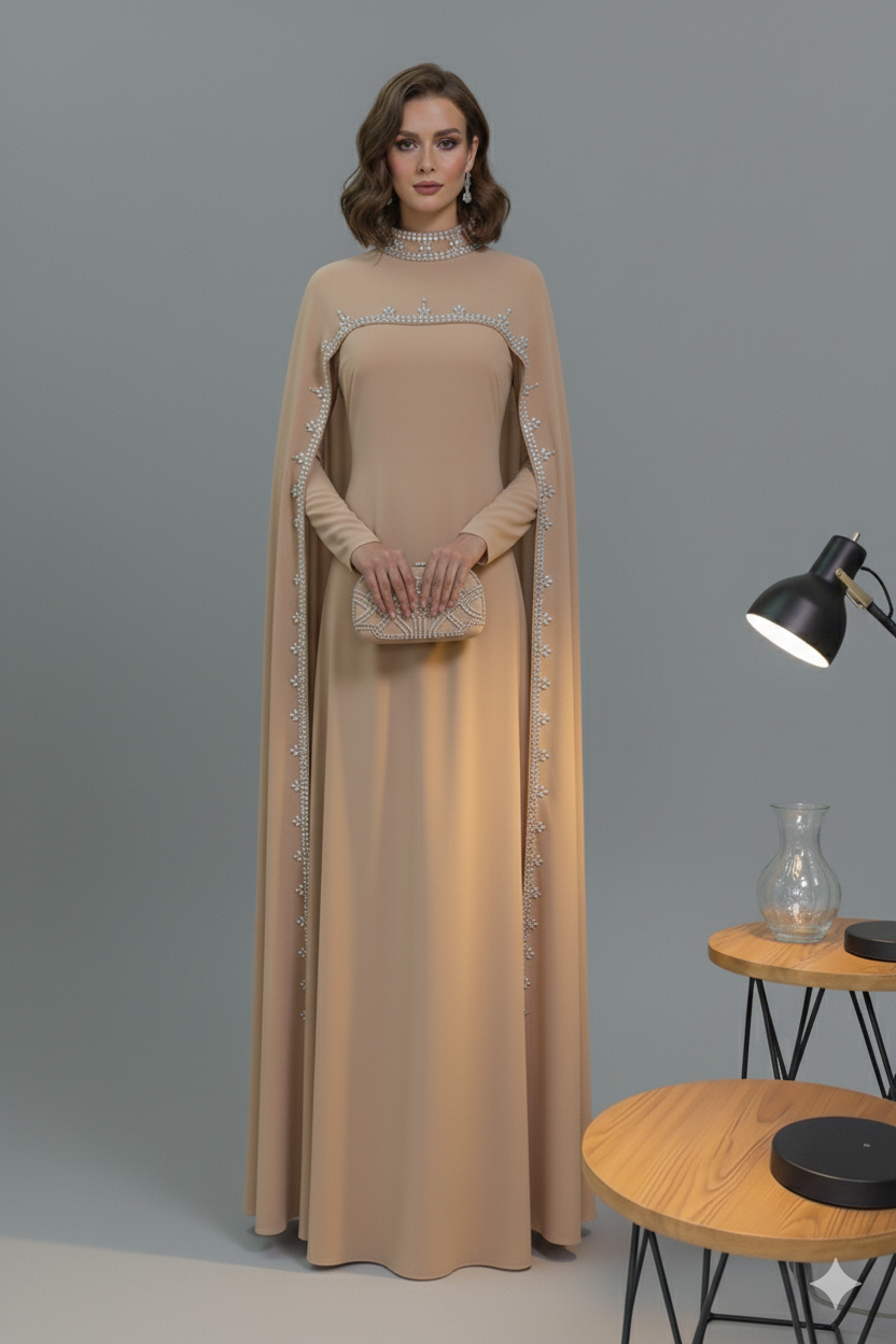 The Embellished Cape Gown