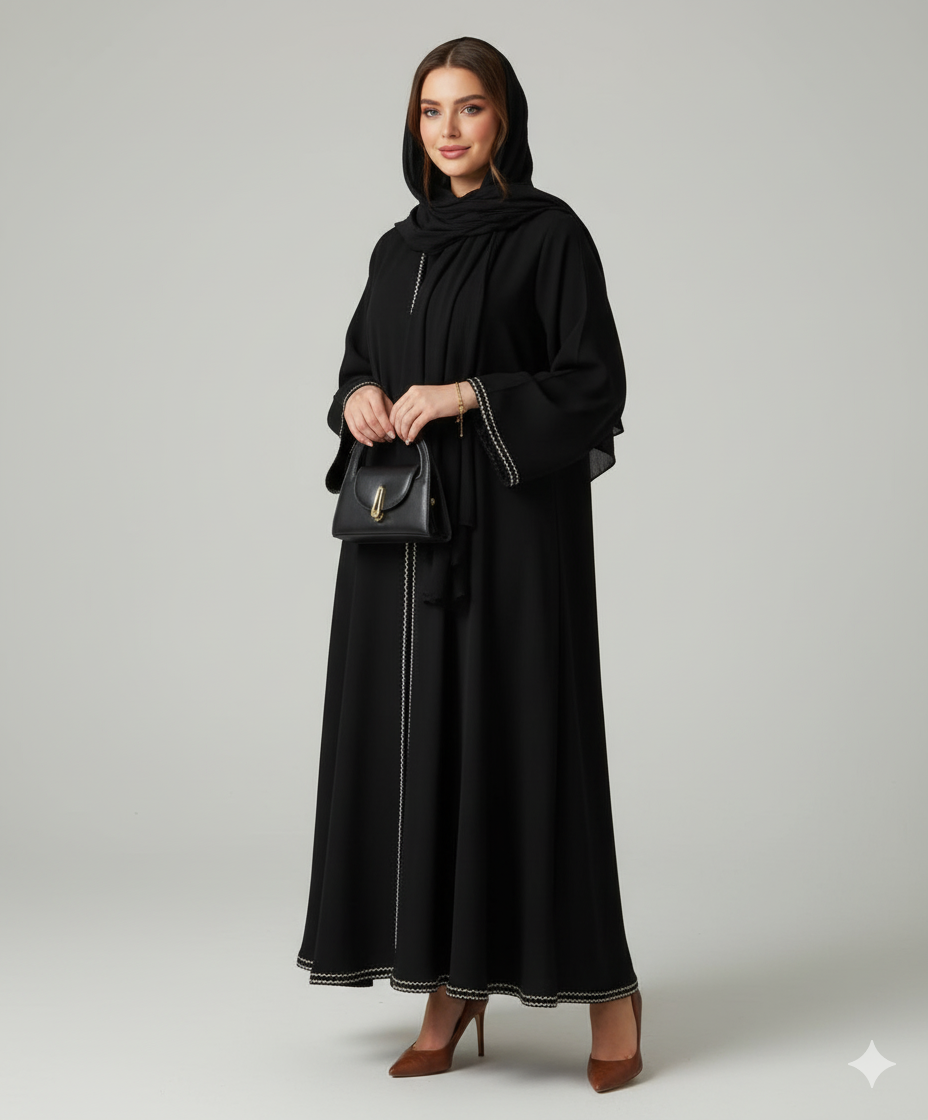 The Lined Elegance Abaya