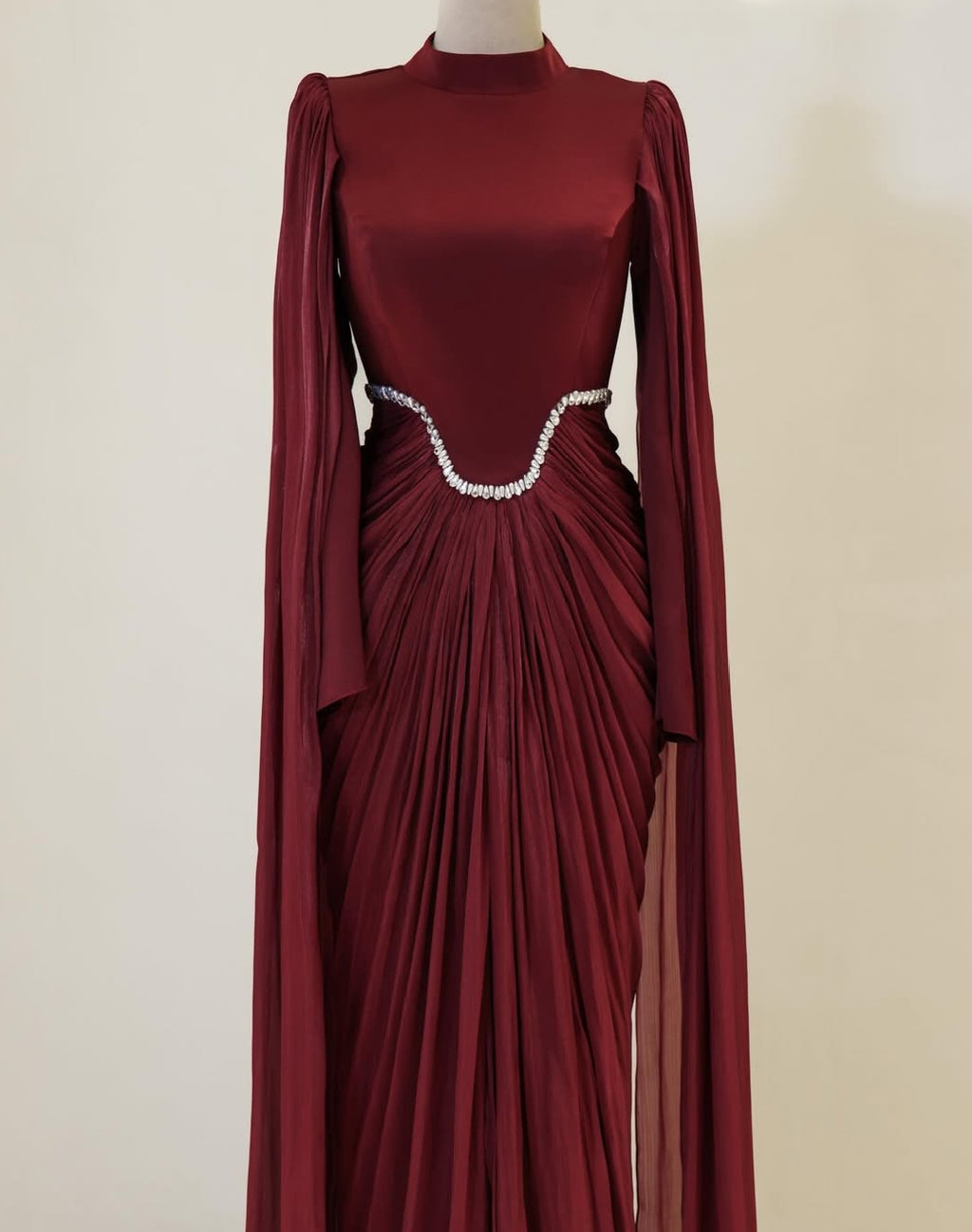 Silk Evening Gowns with Cape Sleeves