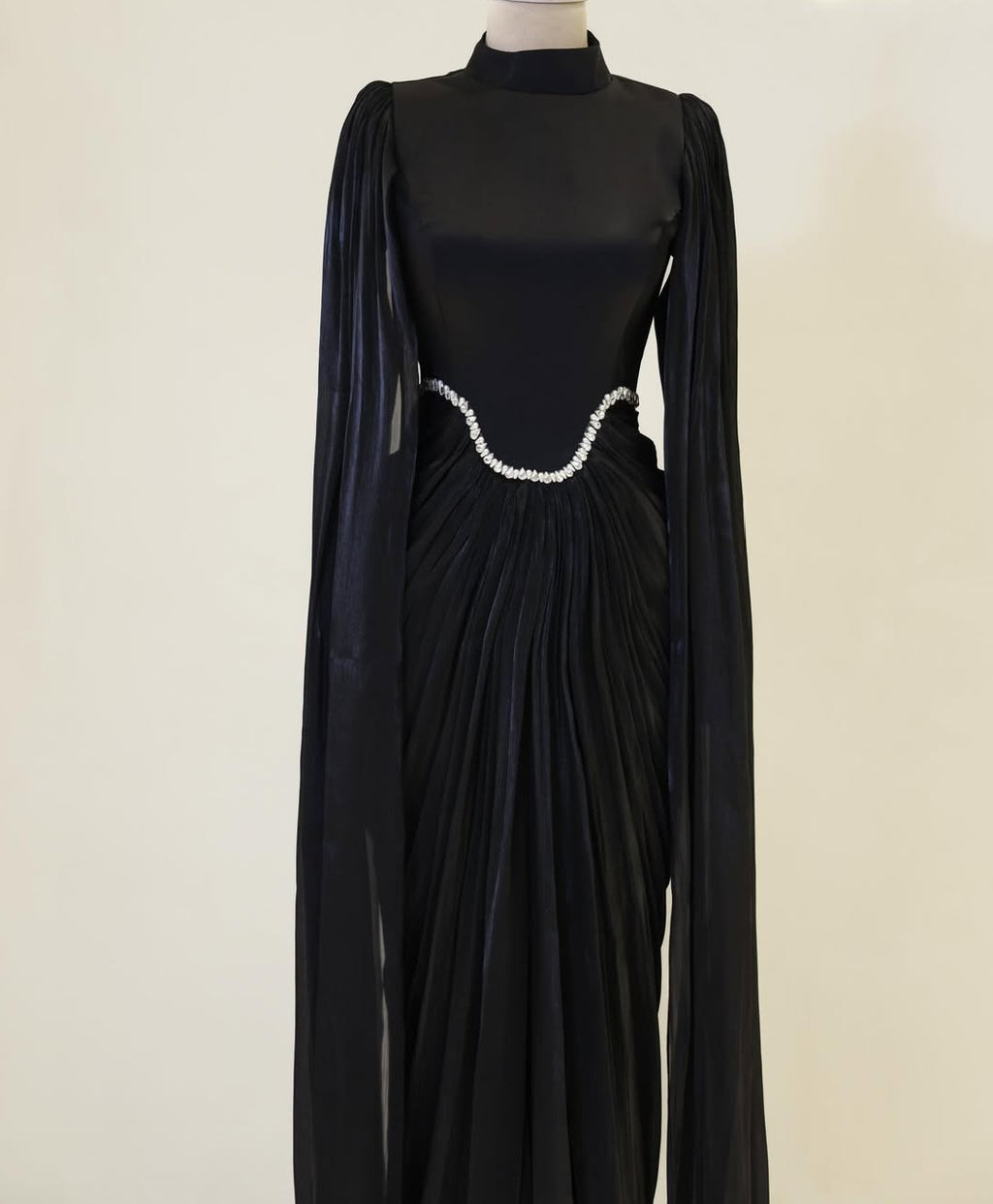 Silk Evening Gowns with Cape Sleeves