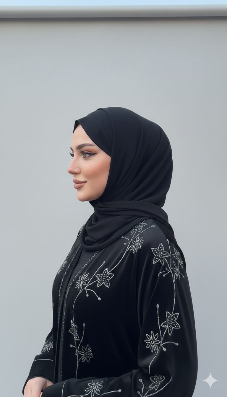 Preimum Velvet  Embroidered Abaya for Winter