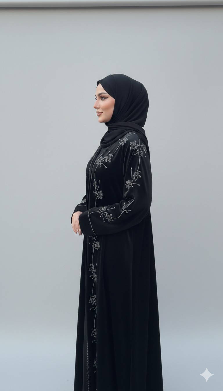 Preimum Velvet  Embroidered Abaya for Winter