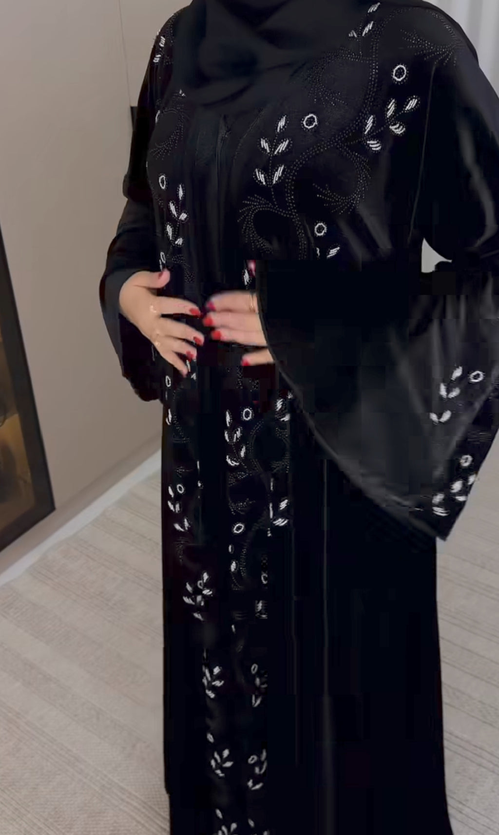 Luxury Velvet  Embroidered Abaya for Winter