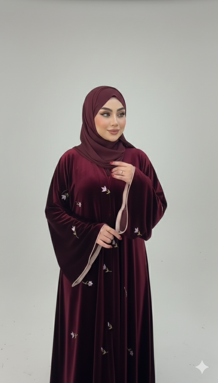 Beautiful Velvet  Embroidered Abaya