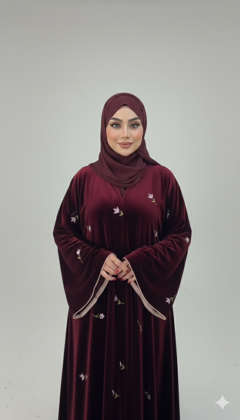 Beautiful Velvet  Embroidered Abaya