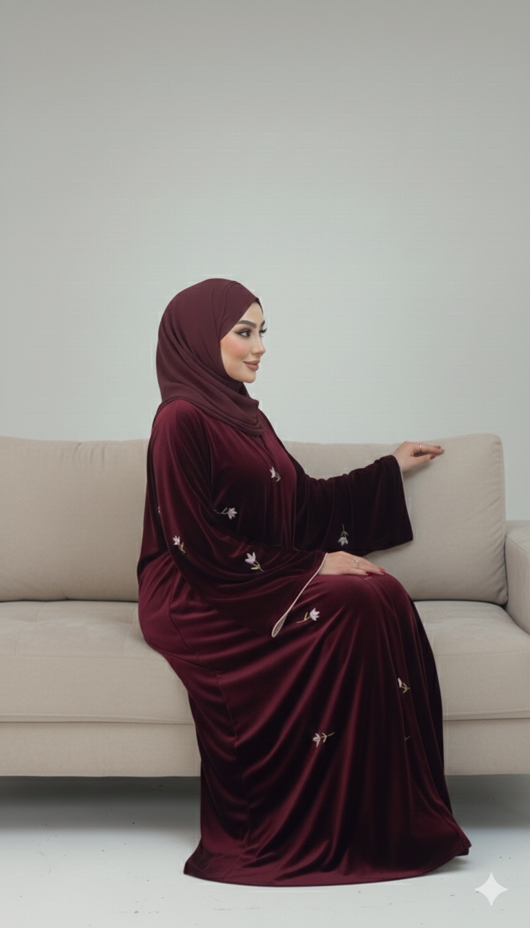 Beautiful Velvet  Embroidered Abaya