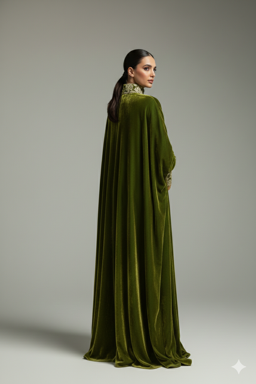 Minimal Hand-Made Embroidered Kaftan Abaya   | Eid Special Edition